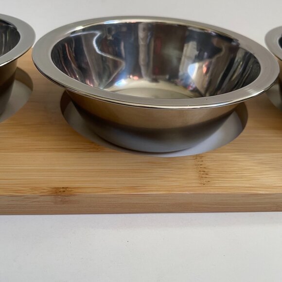 3-Bowl Stainless Steel & Bamboo Stand Set - Picture 4 of 9